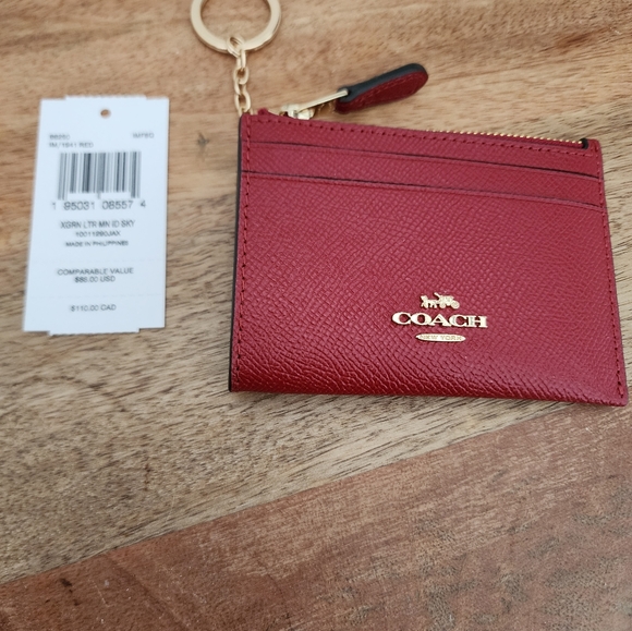 Coach Mini Skinny ID Wallet NWT 1941 Red - Picture 2 of 4